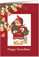 Birthday on Sinterklaas Illustrated Santa Bear card