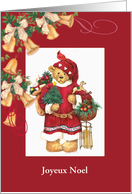 Joyeux Noel Illustrated Santa Bear custom front card