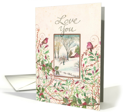 Same Sex Wife Handpainted Christmas Birdies card (1358968)