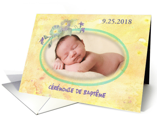 French Christening Invite Personalize Floral card (1393386)