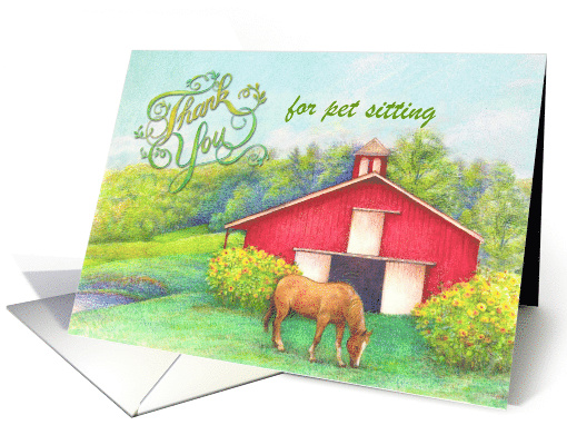 Thank You for Pet Sitting Horse & Barn card (1440940)