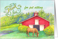 Thank You for Pet Sitting Horse & Barn card