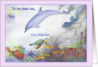 for Sister, Custom Belated Mermaid Birthday card