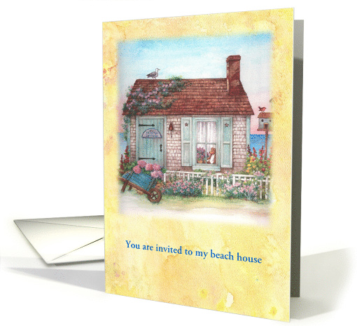 Custom Invitation Charming Beach Cottage card (1473364)