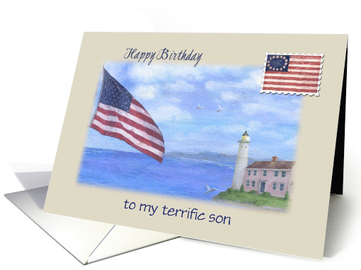 for Son Birthday Patriotic Lighthouse 4th July card (1509406)