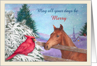 For Son Future Daughter in Law Christmas with Cardinal & Horse card