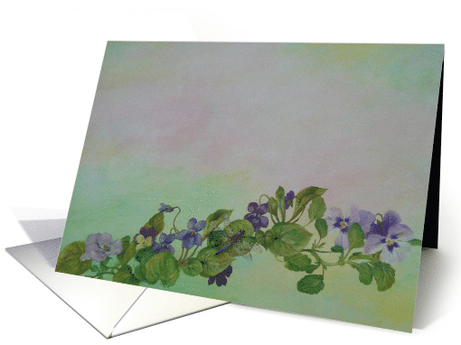 Illustrated Dragonfly with Lavender & Green Botanical card (205690)