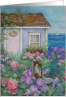 illustrated Seaside Cottage Garden card