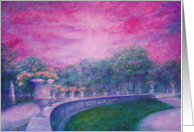 Paris valentine painting of garden nocturne card