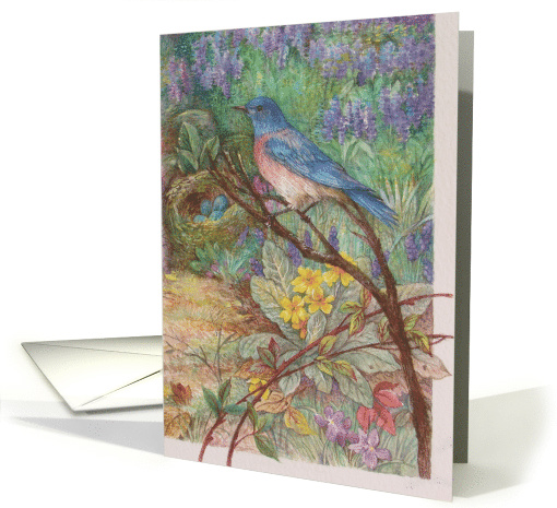 Bluebird in Spring Garden Illustration Invitation card (246369)