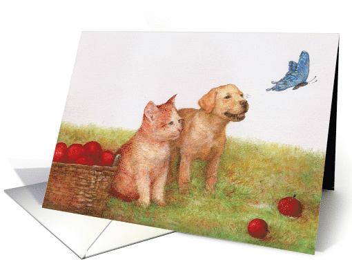 any occasion illustrated pets with apples card (272379)