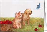 any occasion illustrated pets with apples card