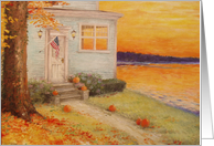 Thanksgiving Fall Twilight Lake House card