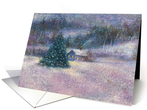 Country Christmas Twinkling Snow Scene card (282109)