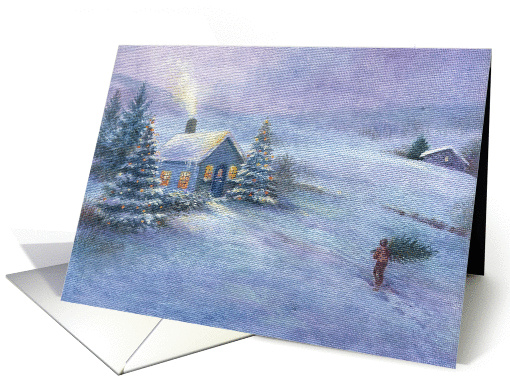 Winter Snow Scene Peaceful Silent Night card (282920)