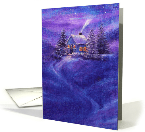 Cozy Cottage Bucolic Winter Nocturne card (282934)
