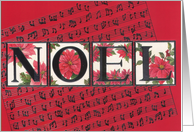 Noel Illustrated Poinsettia Musical Notes card