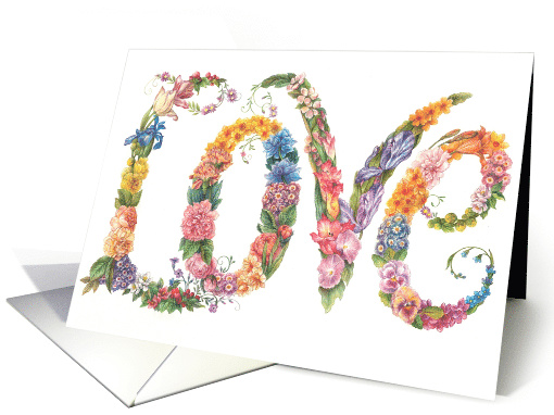 Love Illuminated Floral Lettering card (334600)