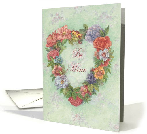 Be Mine, Illustrated Heart Shape Wreath card (350526)