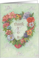 Thank You Illustrated Floral Heart Wreath card