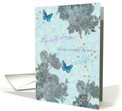 BUTTERFLIES & botanical think positive card (506585)