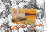 Happy Thanksgiving Sunset Lake Cottage card
