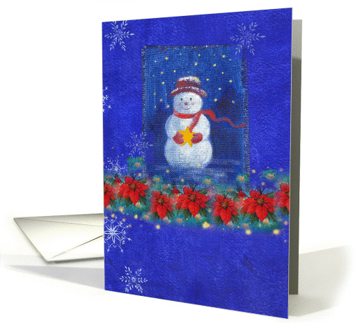 Little Snowman poinsettia Christmas card (529182)