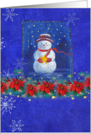 Christmas Eve Birthday Illustrated Snowman card