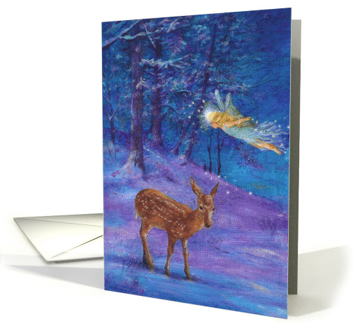 Enchanted Valentine with Fairy & Deer Snowscape card (556970)