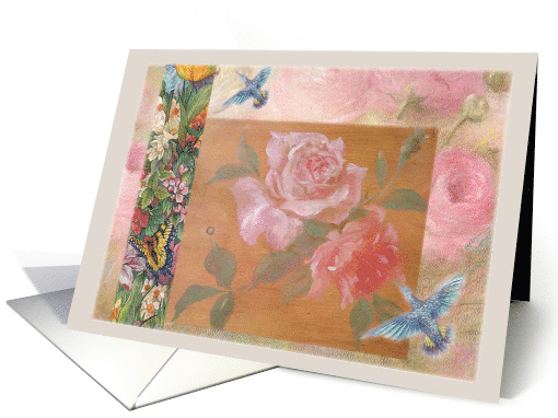 Mother's Day Hummingbird Pink Botanical card (601106)