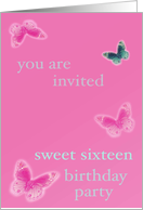 Sweet Sixteen Party Fuchia Butterfly card