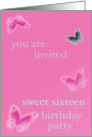 Sweet Sixteen Party Fuchia Butterfly card