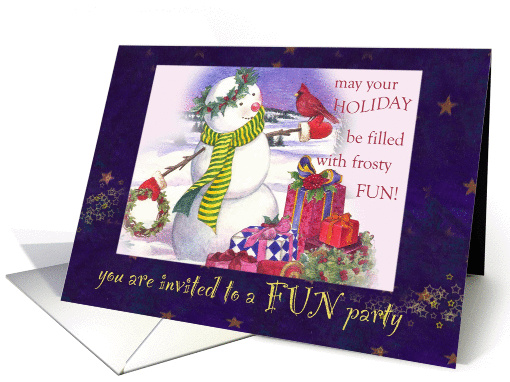 Snowman With Presents Holiday Party card (698955)