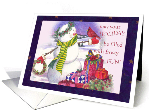 Snowman With Presents Holiday invite card (698956)