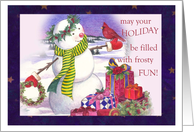 Snowman With Presents Holiday invite card