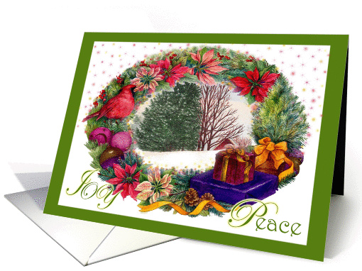 Joy Cardinal Holiday Wreath Greeting card (708924)