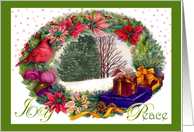 Joy Cardinal Holiday Wreath Greeting card