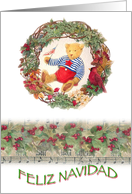 Feliz Navidad Patriotic Teddy Bear Xmas card