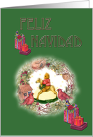 Feliz Navidad Teddy Bear Bearing Gifts card