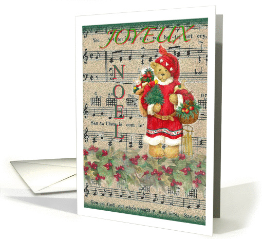 Joyeux Noel Teddy Bear Bearing Gifts card (713837)