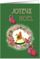 Joyeux Noel Teddy Bear Bearing Gifts card