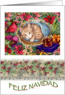 Feliz Navidad Kitten Christmas Wreath card