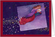 Christmas Angel with Twinkling Stars Jewel tones card