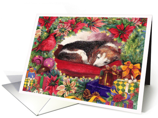 Sleepy Beagle Holiday Wreath card (730761)