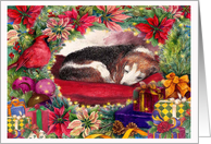 Sleepy Beagle Holiday Wreath card