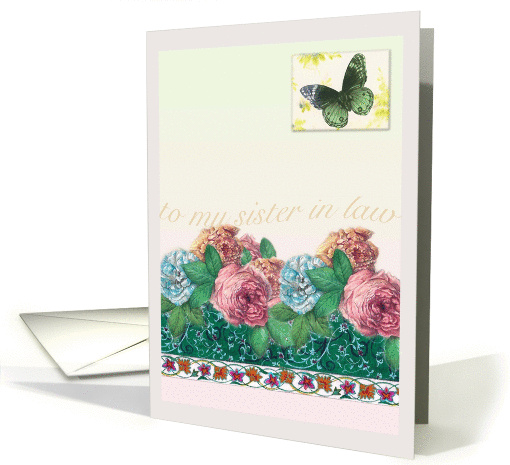 Valentine Roses Butterfly Sister In Law card (746523)