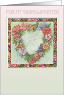 Valentine Roses Heart Wreath Granddaughter card
