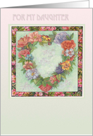 Valentine for Daughter, Illustrated Heart Wreath card