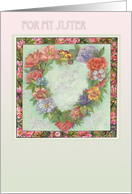 Valentine for Sister Illustrated Heart Wreath card