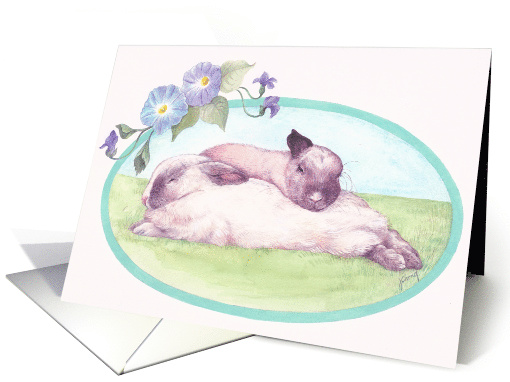 Sleepy Bunnies Gay Lesbian True Love card (775789)